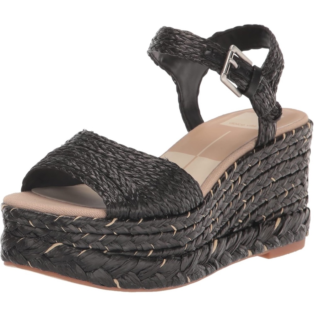 Dolce Vita Women's Black Woven Platform Sandals